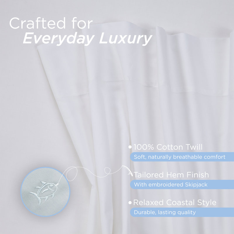 Southern Tide Cotton Twill Sheet Set, White, Standard Pillowcases
