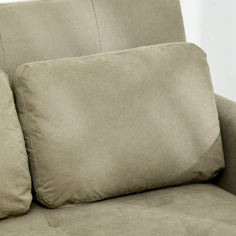 Nencho Square Arm 2 Seater Sofa Bed, Beige