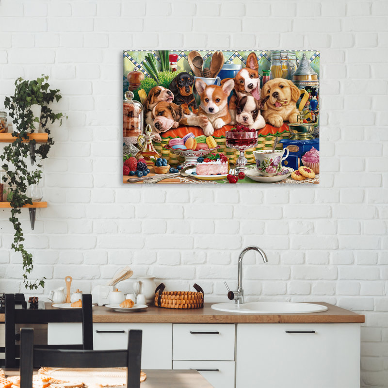 Chiots dans un panier, conception par Image World, H 20 po x l 30 po