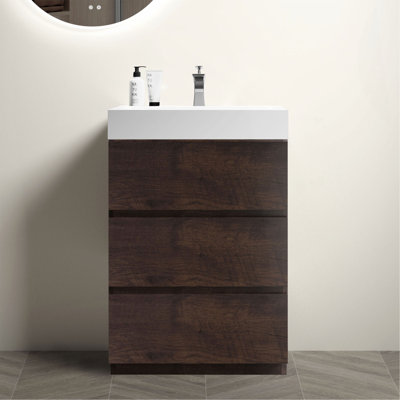 Meuble-lavabo autoportant en noyer de 24 po avec lavabo Alice