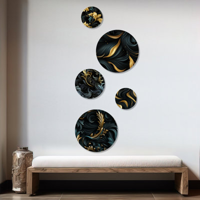 Nicolas - Paisley Glam Round Wall Art Set Of 5