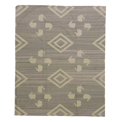 Flatweave Wool Area Rug in Gray