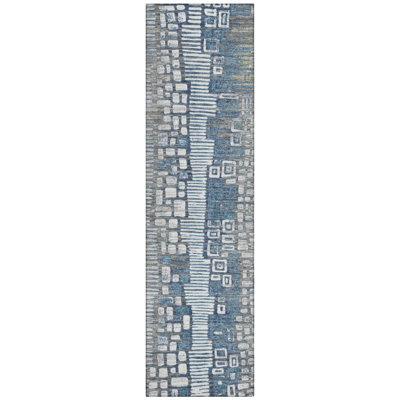 Machine Washable Indoor/Outdoor Huseby ACN2268 Geometric Rug