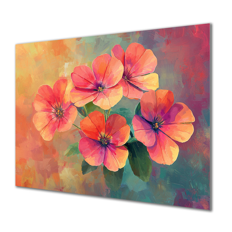 «Neon Geranium Fields Pop Art I», art mural en métal, impression traditionnelle, H 12 po x l 20 po