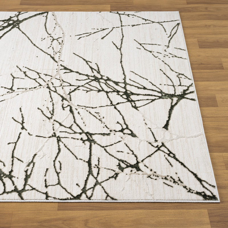 Tapis moderne moderne à motif abstrait, Rectangle 7 pi 9 po x 9 pi 8 po, Vert