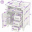 Meuble-lavabo autoportant avec lavabo en céramique, porte à fermeture en douceur, tiroir rabattable et tablette réglable-1154406795