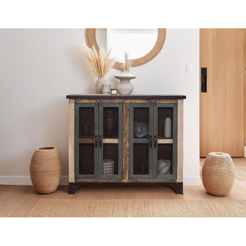 Console 48 po avec 4 panneaux de porte en maille de fer et tablette centrale Dobby