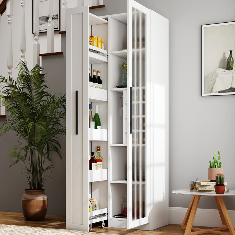 Armoire décorative avec tablette de rangement, armoire de rangement de style campagnard avec portes en verre
