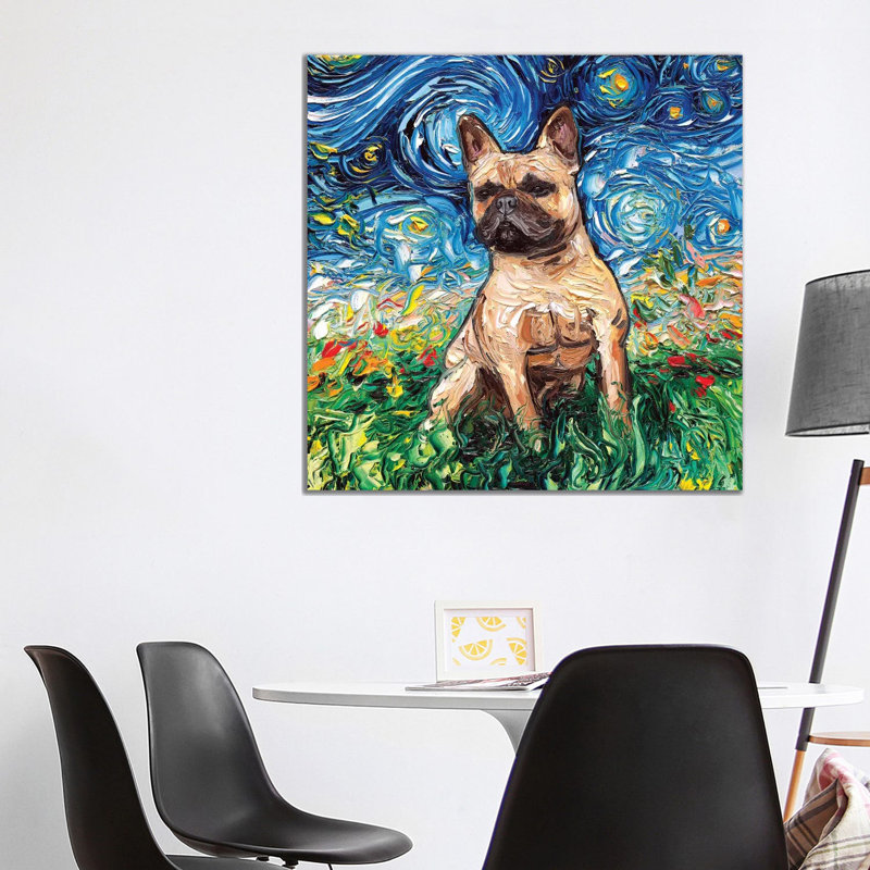 Fawn French Bulldog Night by Aja Trier - Wrapped Canvas Print, 93.98 cm H x 93.98 cm W x 3.175 cm D