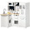 Qaba Pretend Play Corner Kitchen, Interactive Wooden Kids Play Kitchen w/Realistic Sounds, Telephone, Refrigerator, Oven, Microwave, Gift for Toddlers Aged 3+