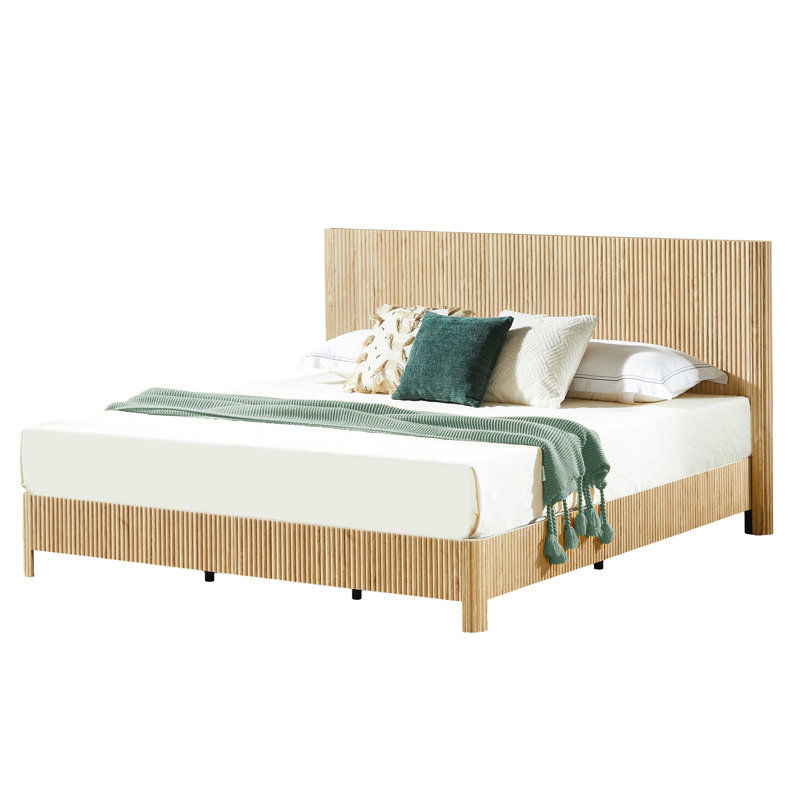 Lignes courbes en bois ondulé, aucun sommier nécessaire, Très grand lit, Chêne