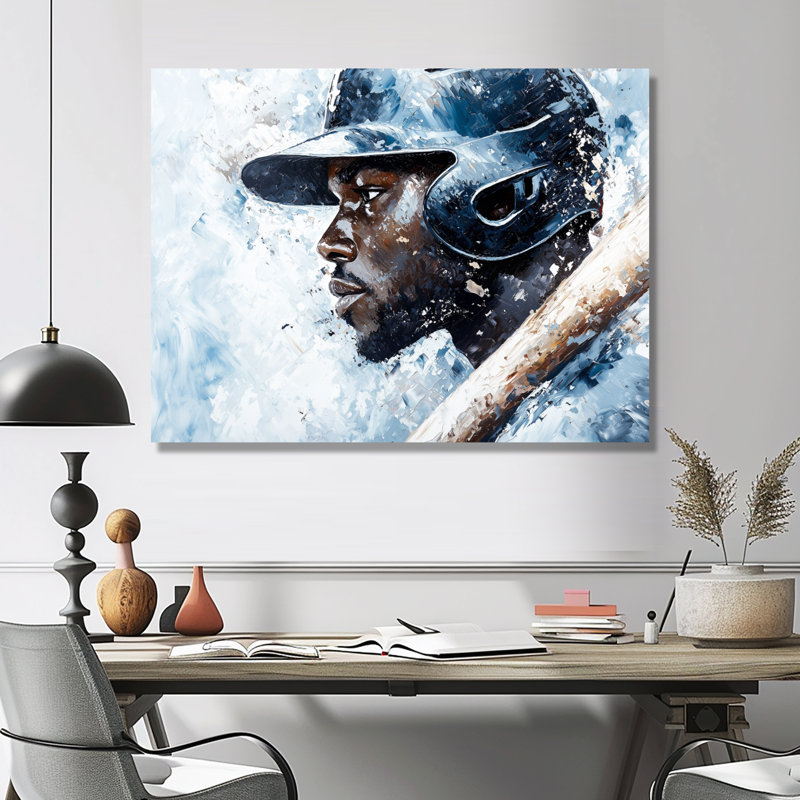 Profil de joueur de baseball - décor métallique sport, impression métallique de baseball sport, H 24 po x l 32 po