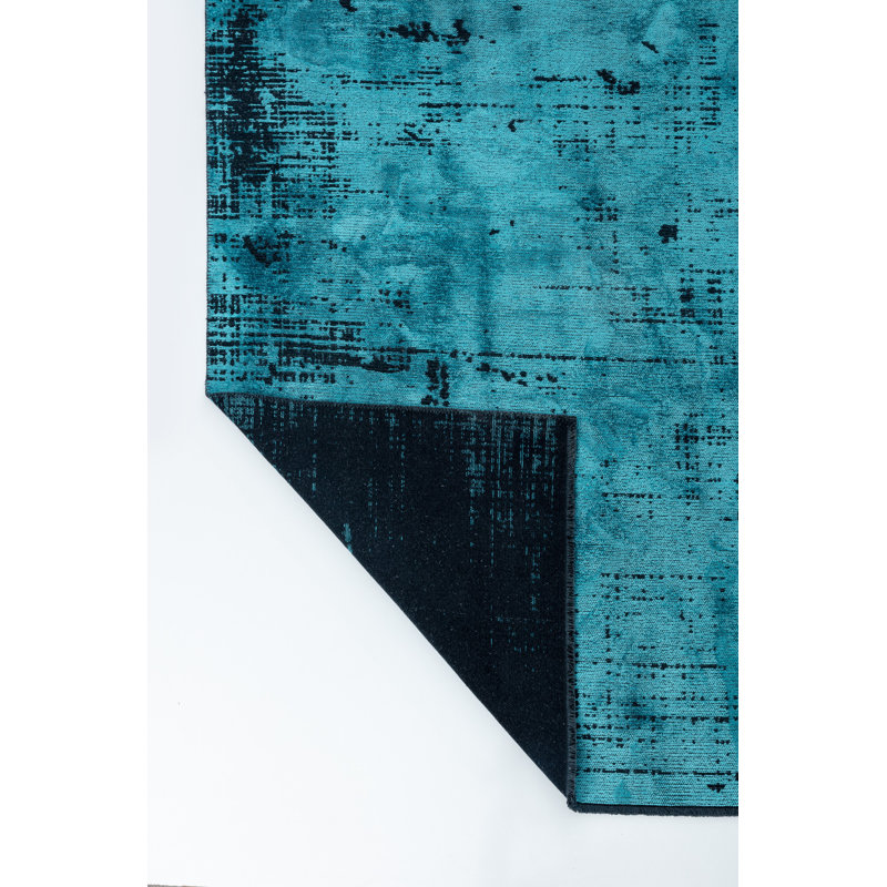 Rapture Teal/Black Abstract Luxury Area Rug, Rectangle 7'10" x 11'2"