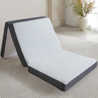 Tri Fold Mattress,Single Memory Foam Mattress For Guest Sleep. Portable Tri Folding Floor Mattress With Removable Washable Cover, Floor Sleeping Mats For Adults And Kids
