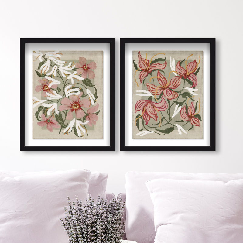 Lilies Flower Set Set by Oliver Gal, 21.5" H x 17.5" W, Black Shadowbox