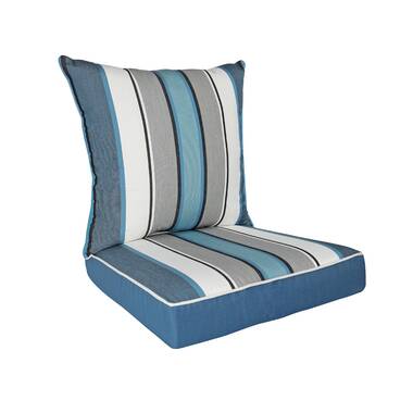 Rohando Stripe Outdoor/Indoor High Back Dining Chair Cushion for Patio Furniture, 21 x 43 x 3, Captain's Blue Latitude Run Fabric: Blue