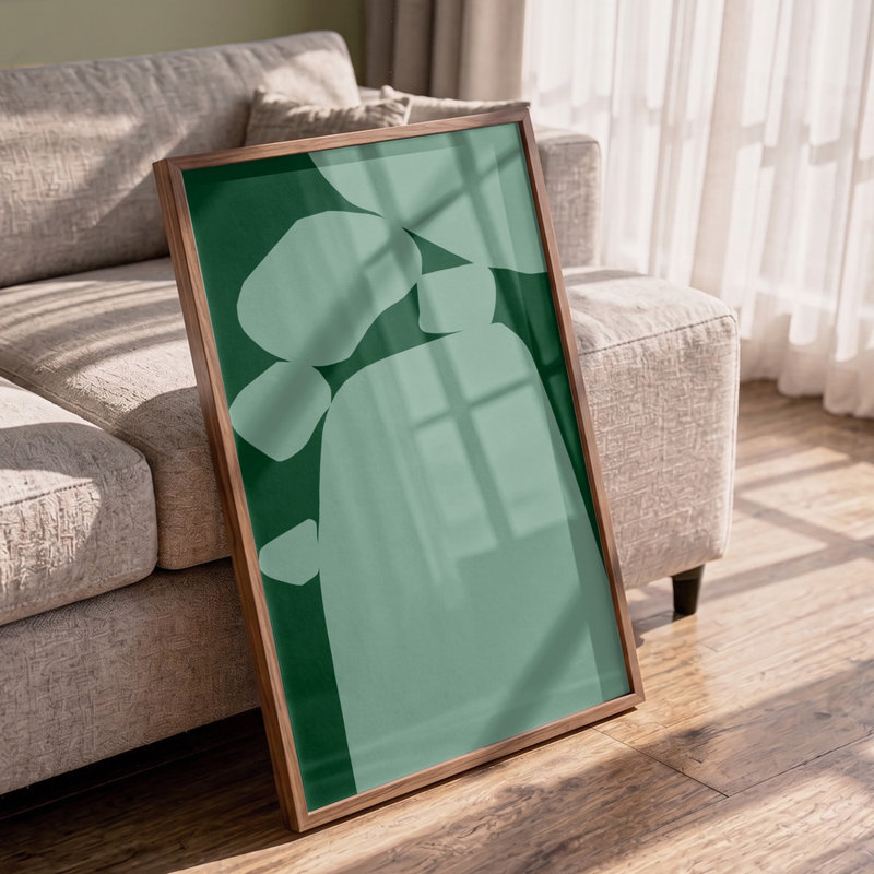 Fluid Green Abstract Print, 24 × 36, Wrapped Canvas, Gold/Tan/Black/Brown/White