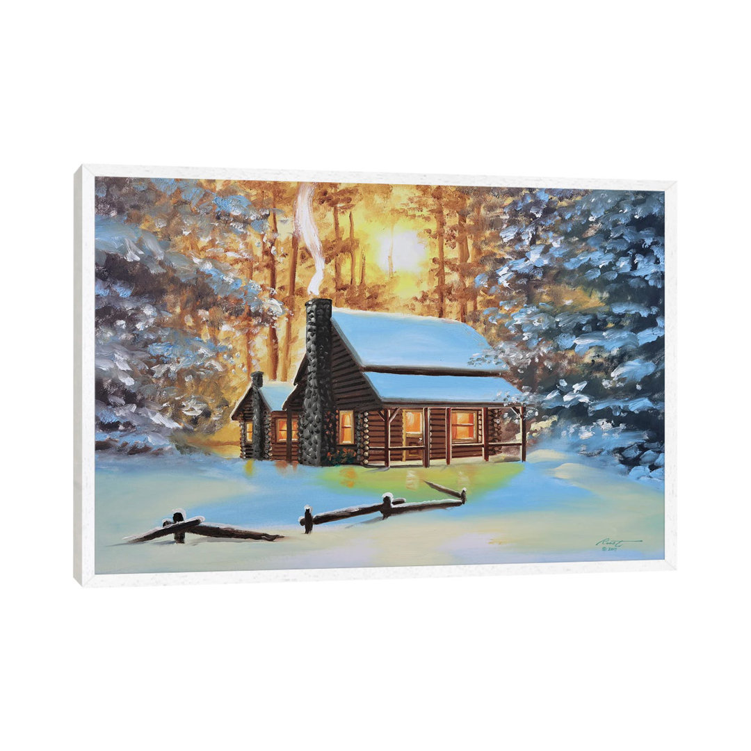 Cute Snow-Covered Cabin In The Woods von D. "Rusty" Rust - Gallery-Wrapped Canvas Giclée on Canvas