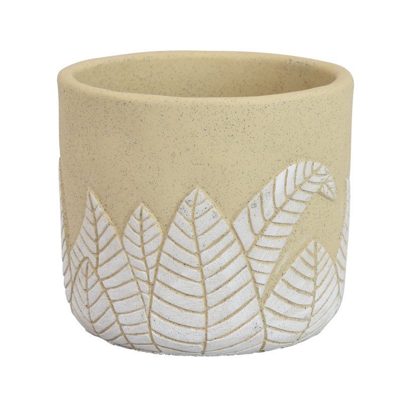 Pot à fleurs en terre cuite Gapspard, H 6,75 po x l 7 po x P 7 po, Blanc / jaune
