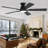 Cissline 52" 5 - Blade Flush Mount Black Ceiling Fan With Led Lights, Controled With Remote Control Or App-1399904791-1399904792