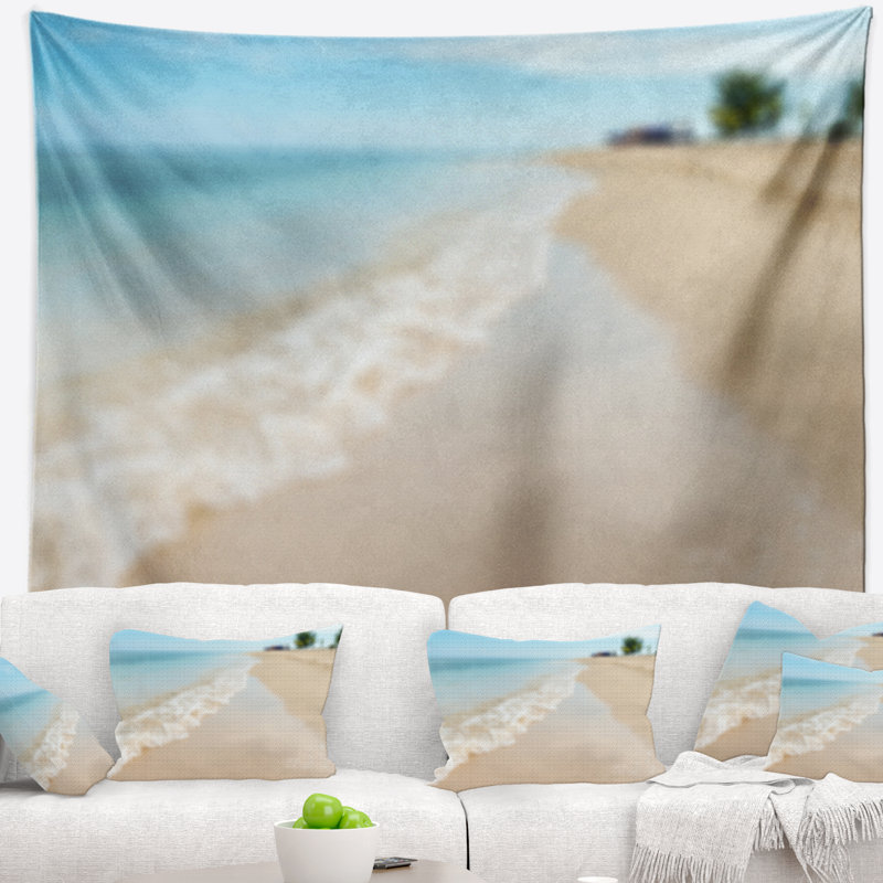 Tapisserie de plage d’ondulations tropical island seascape, H 32 po x l 39 po