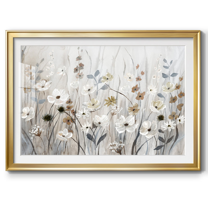 «Misty Meadow Field», impression sur papier encadrée, Or, H 15 po x l 21 po x P 1,5 po