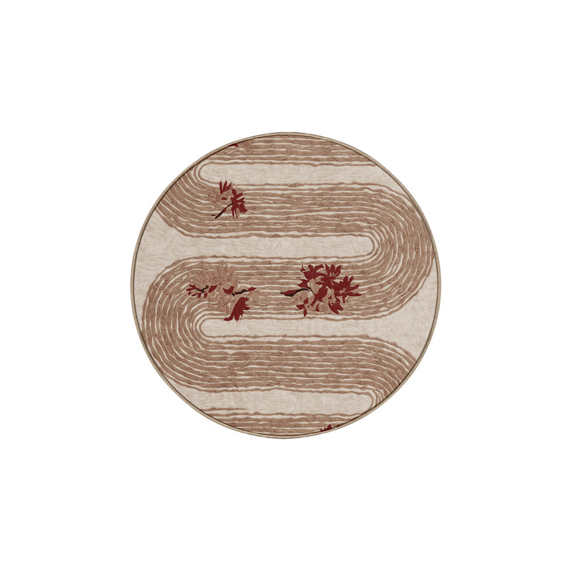 Machine Washable Brown Area Rug, Round 7'