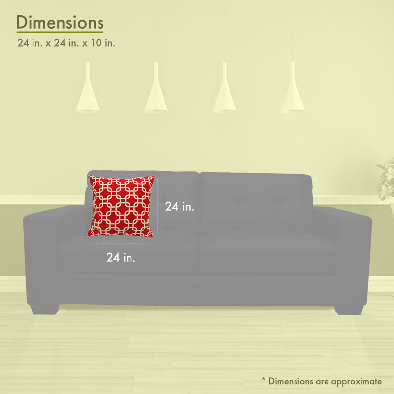Roysum Geometric Reversible Throw Pillow, 24" x 24", Red, Square