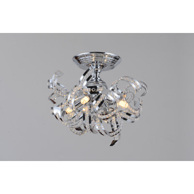 Plafonnier semi-encastré géométrique 12 po 4 lumières unique Kristi