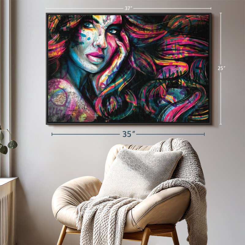 Portrait de femme Edgy, reproduction sur toile, H 37 po x l 25 po