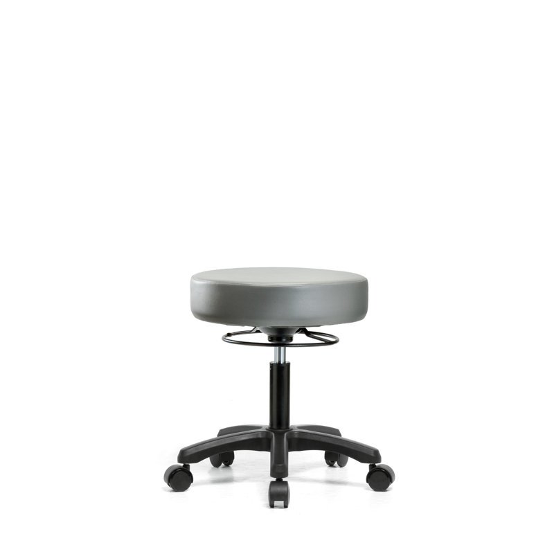 Tabouret de laboratoire en vinyle, Roulettes, Argenté, 23"