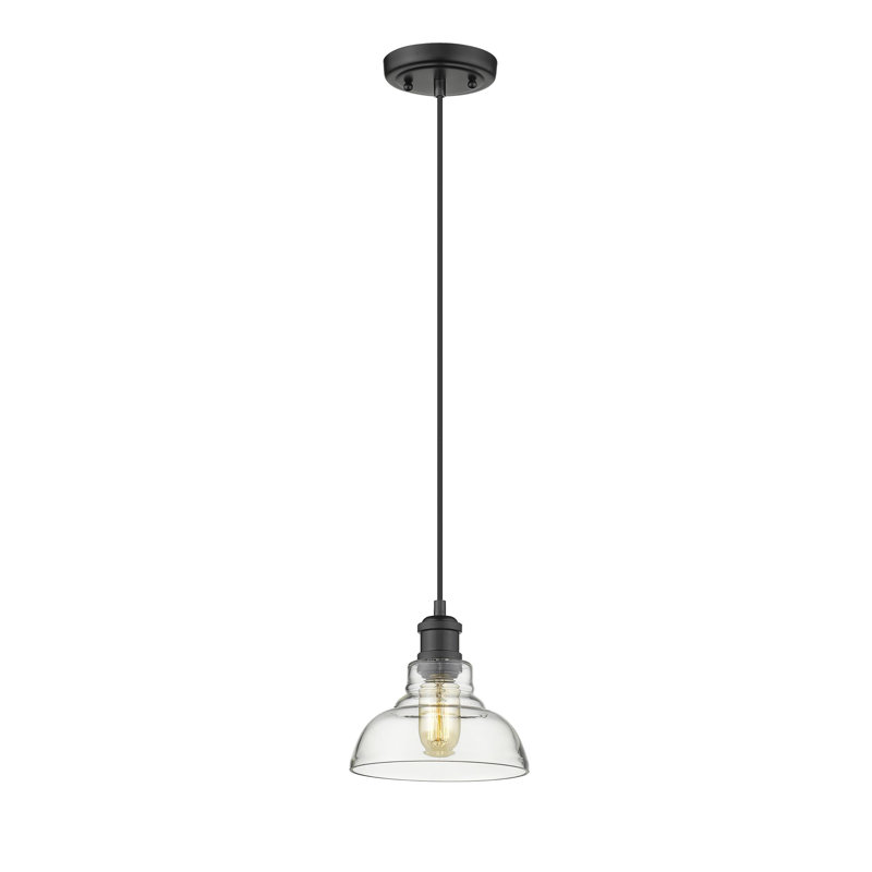 Searcy 1 - Light Schoolhouse Pendant, Black, Clear