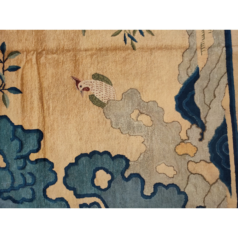 Antique Peking Chinese Floral Hand Knotted Pile Rug