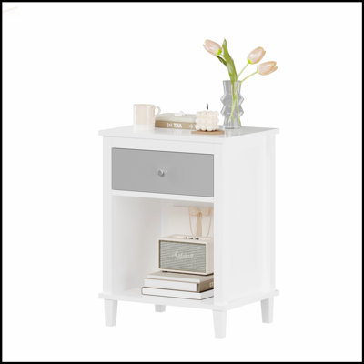 Élégante table de chevet en bois de 26,77 po de hauteur avec un tiroir et une tablette, parfaite pour les enfants et les adultes dans n'importe quelle chambre à coucher