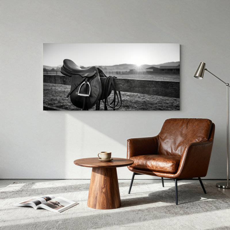 Ensemble de 1 tableau sur toile représentant une selle de cheval, L 32 po x H 16 po, Toile tendue