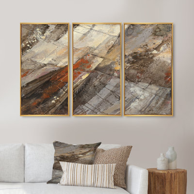 Fire and Ice Minerals III - Farmhouse, ensemble d'art mural sur toile encadré de 3