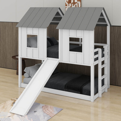 Twin Over Twin Bunk Bed With Slide