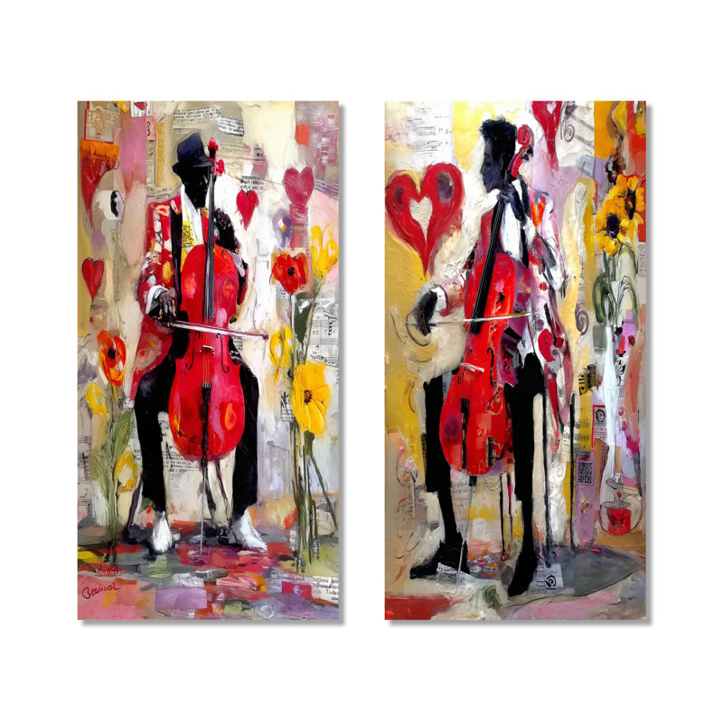 «Talents Graffiti Musician Jazz Music - Scenic», impression sur toile 2 pièces, H 40 po x l 40 po