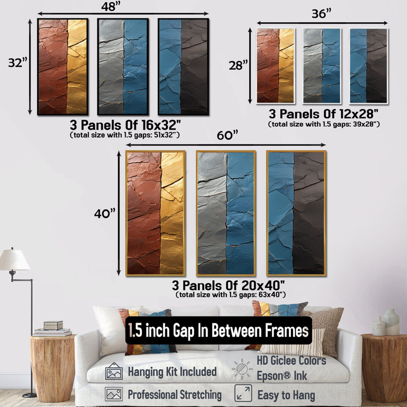 Boho Earth Element Stones Mosaic I - Boho mosaïque murale, art mural, H 28 po x l 36 po x P 1 po, Cadre flottant noir