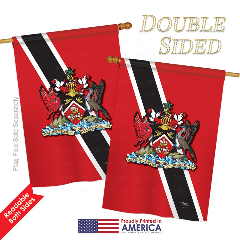 Drapeau de maison / jardin en polyester à 2 côtés Trinité-et-Tobago, H 18,5 po x l 13 po