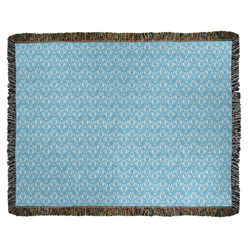 Couverture en coton tissé Katelyn Elizabeth, l 50 po x L 60 po, Bleu sarcelle