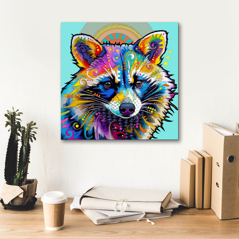 «Brilliant Raccoon» par Dean Russo, art mural sur toile, H 18 po x l 18 po x P 0,75 po