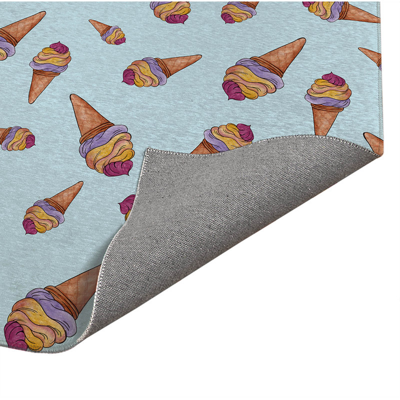 Tapis de cuisine antidérapant Summer Ice Cream, Rectangle 4pi x 6 pi, Bleu nuage