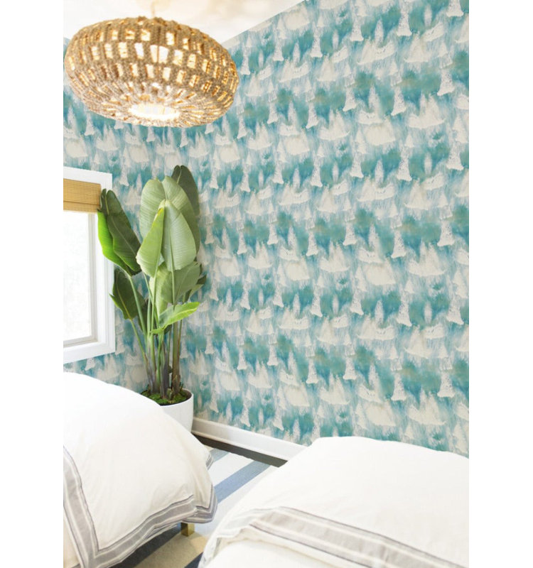 Ocean Waves 10' L x 24" W Wallpaper Roll, Non-pasted, Faux Grasscloth