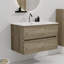 Meuble-lavabo flottant mural de 30 po en chêne brut, lavabo intégré, 20% plus de rangement, tiroirs à fermeture en douceur, poignée de conception, planches en chêne E1 avec trop-plein, capacité de rangement, tiroir-1438296751