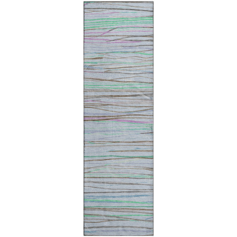 Premium Machine Washable Harjo AMF1603 Stripes Rug, Runner 2'3" x 7'6"