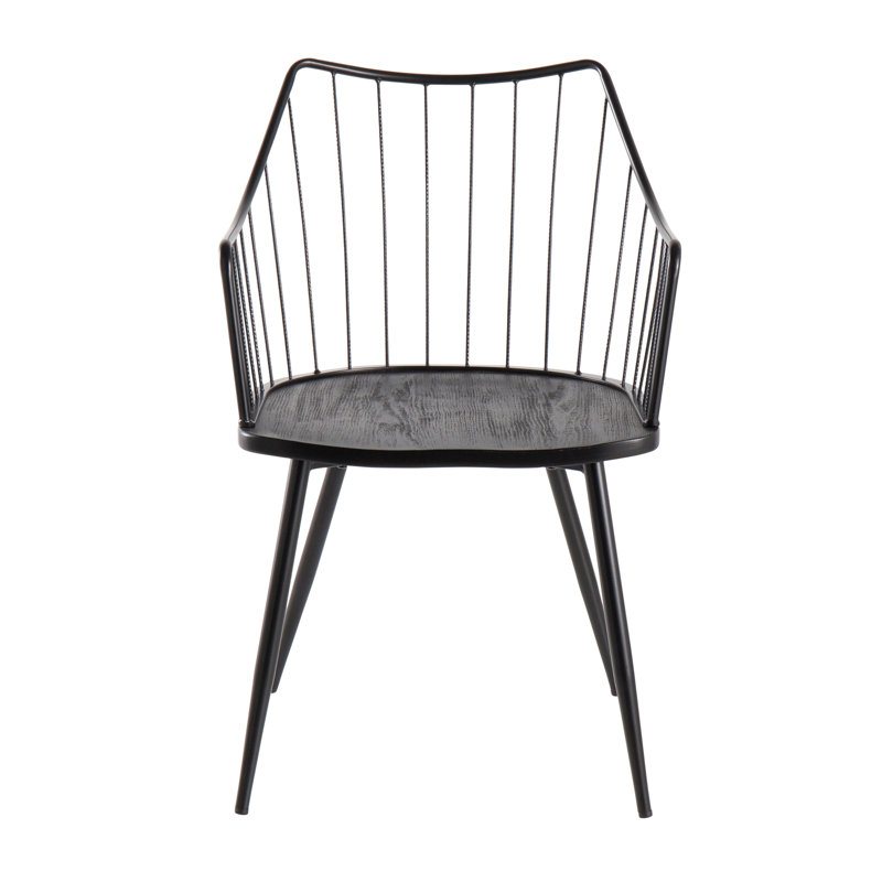 Chaise de ferme Winston en métal noir et bois noir par Lumisource