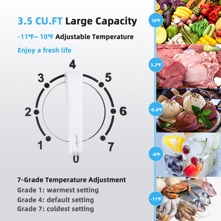 Costway 3.5 Cu. ft. Chest Freezer with Adjustable Temperature Controls FP10001US-WH