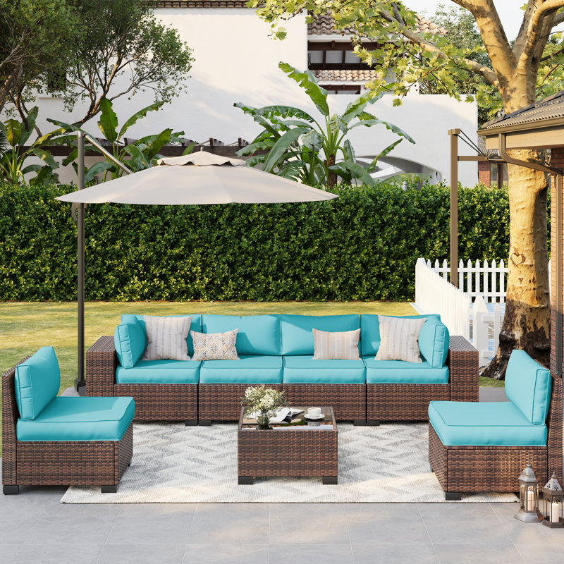 14-Piece Outdoor 3.5'' Replaceable Cushion Set Seat/Back Cushions Weather-Resistant Patio Conversation Seating Cushions For Backyard/Deck（Cushions Only without Sofa）