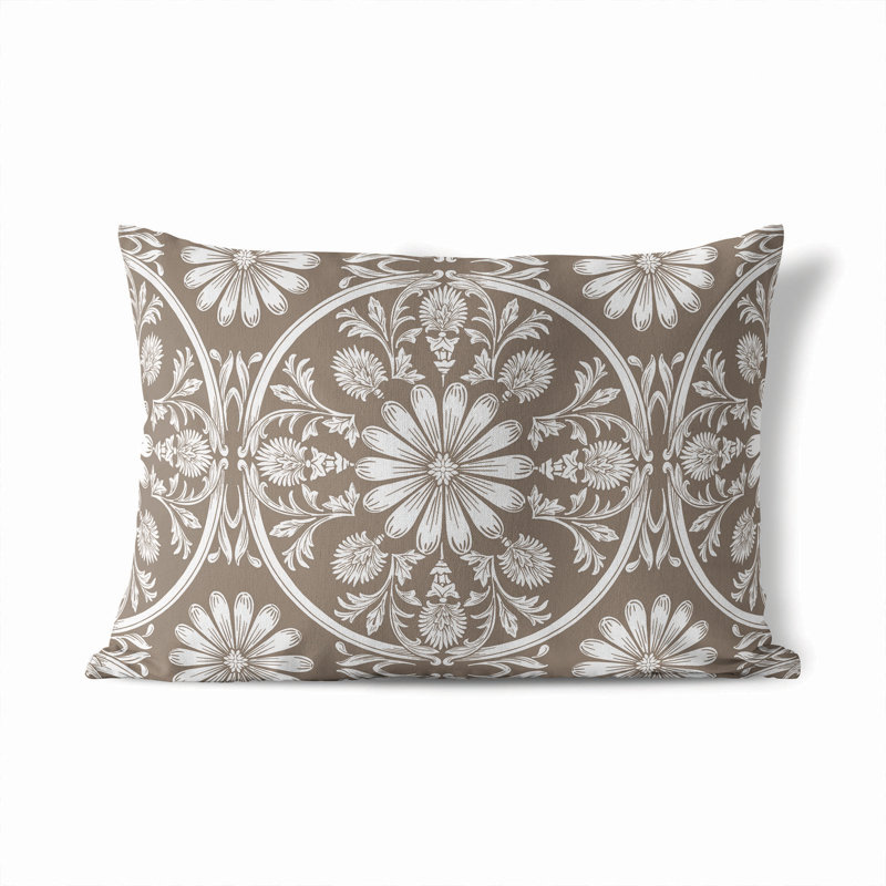 Coussin lombaire d'extérieur Daisy Tile, Brun